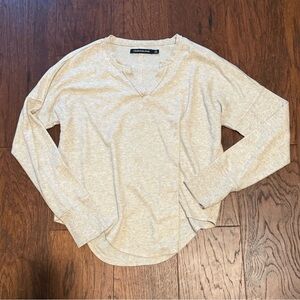 Calvin Klein Oatmeal Beige Waffle Knit Long Sleeve Shirt Top - Womens Large